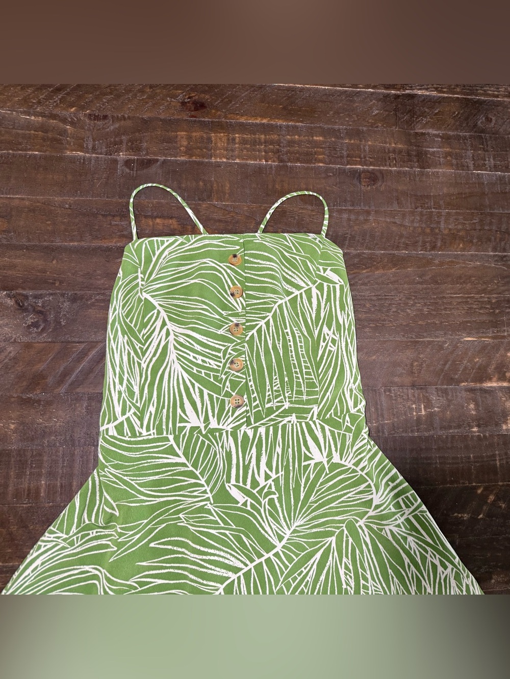 Lost + Wonder Green Tropic Palm Mini Dress Sz L Summer Vacay Resort Beach Party - Picture 4 of 13